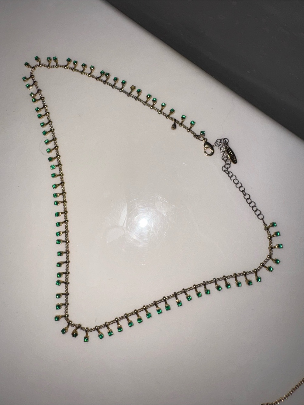 Green Crystal Fringe Necklace